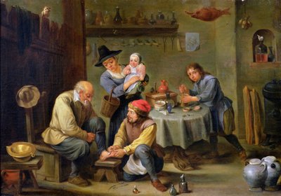 Egy öregember lábát ápoló sebész alkotó: David Teniers the Younger